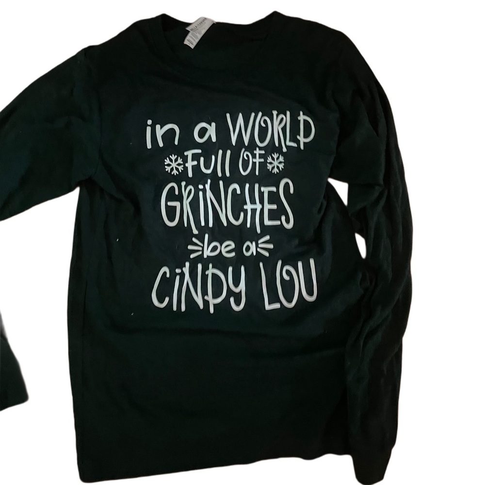 Christmas Shirt Forest Green Long Sleeve Cindy Lou